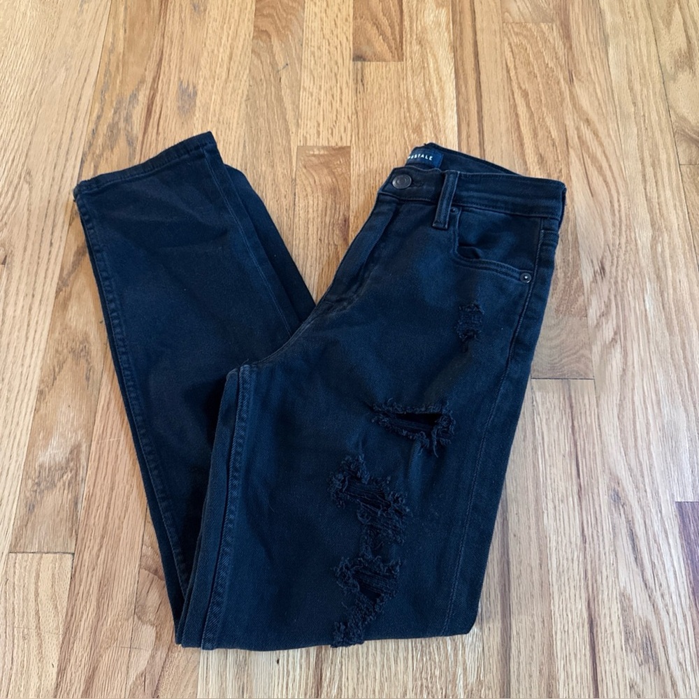 AEROPOSTALE Black Distressed Mom Jeans, Size 0 Regular Denim